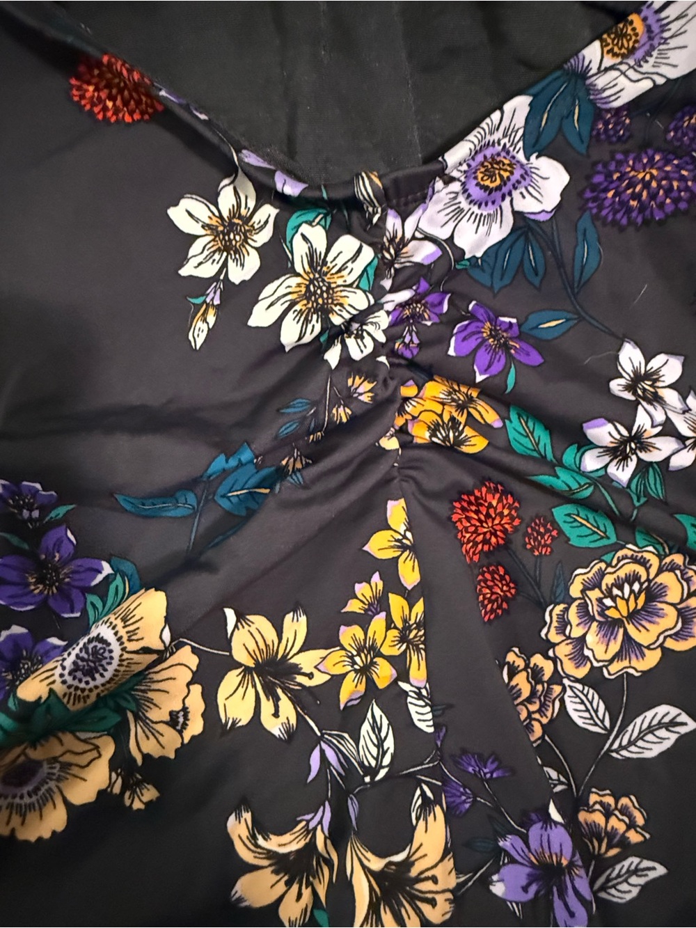 Time and Tru Black Floral One-Piece Swimsuit - Picture 3 of 4